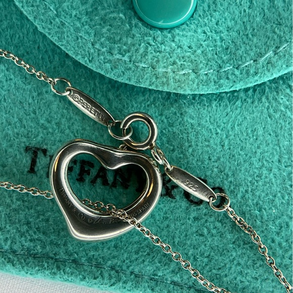 Tiffany & Co Elsa Peretti Open Heart Pendant Aquamarine 16" - Picture 5 of 11